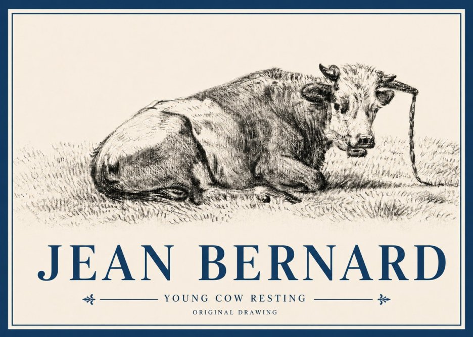 Jean Bernard Young Cow Resting No4 - Affiche