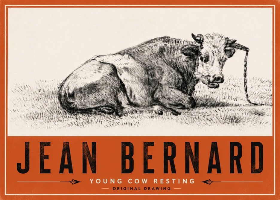 Jean Bernard Young Cow Resting No6 - Affiche