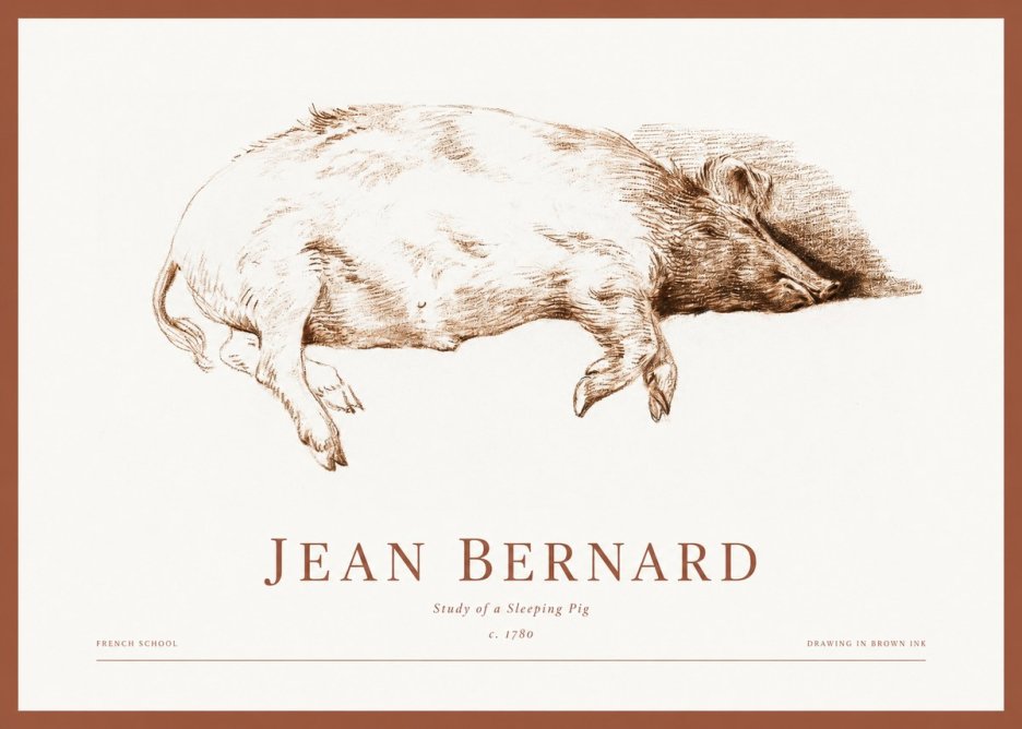 Jean Bernard Study of a Sleeping Pig No1 - Affiche