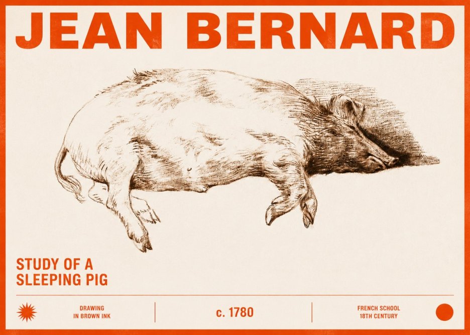 Jean Bernard Study of a Sleeping Pig No2 - Affiche