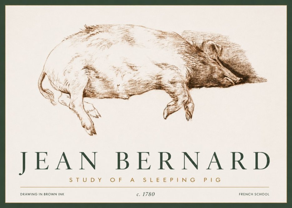 Jean Bernard Study of a Sleeping Pig No3 - Affiche