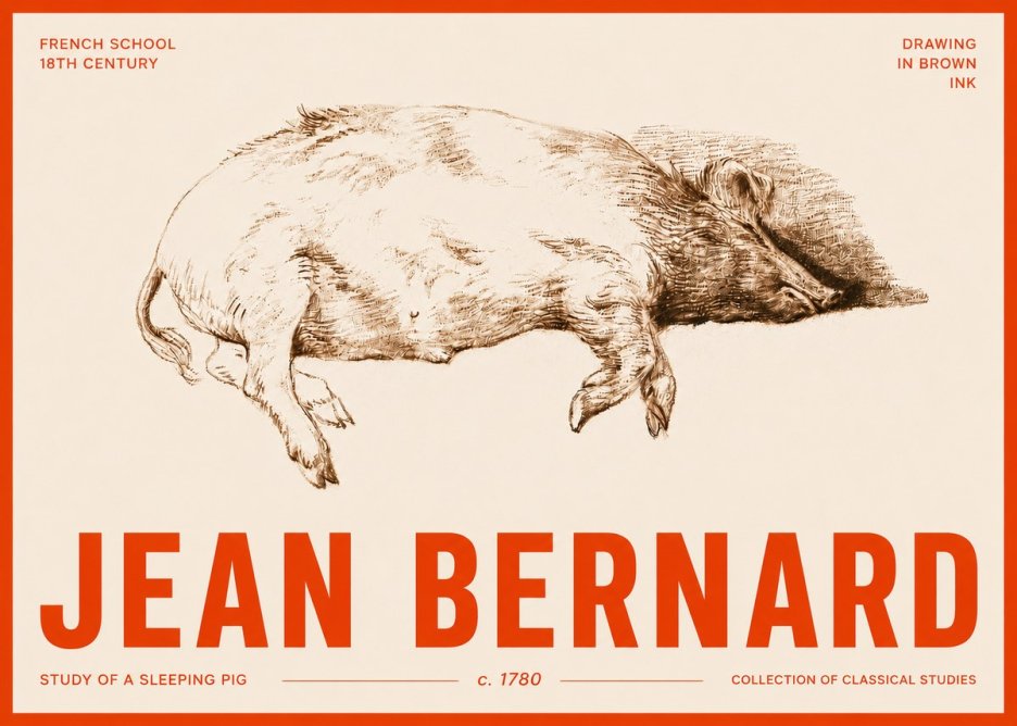 Jean Bernard Study of a Sleeping Pig No5 - Affiche