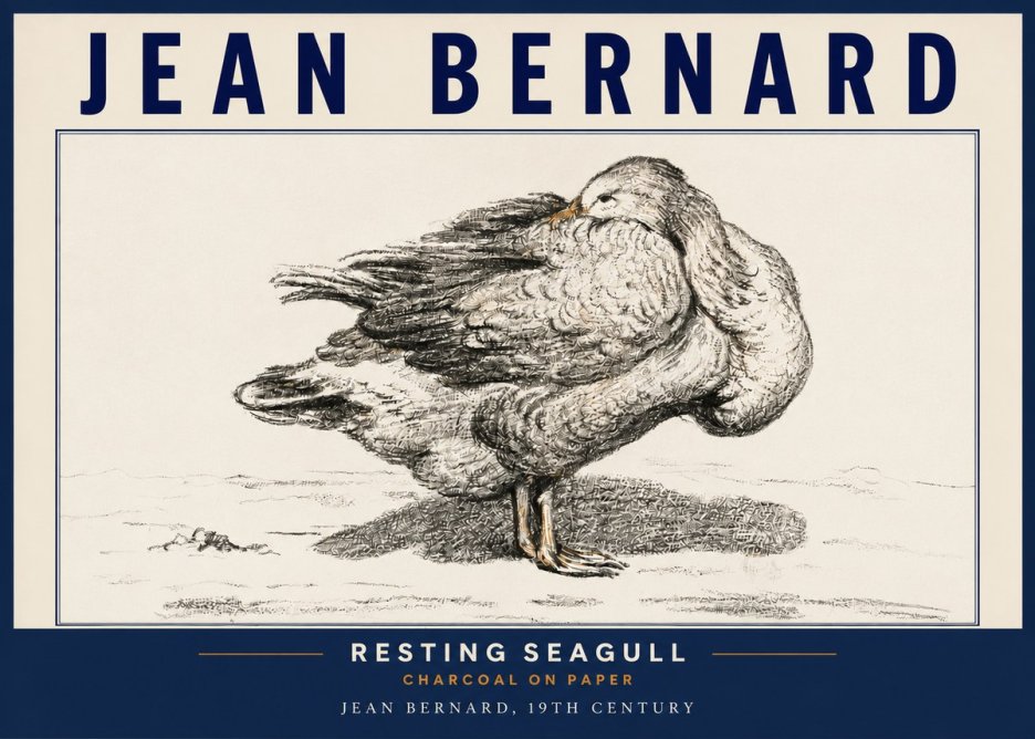 Jean Bernard Resting Seagull No4 - Affiche