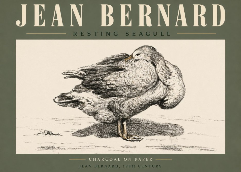Jean Bernard Resting Seagull No5 - Affiche