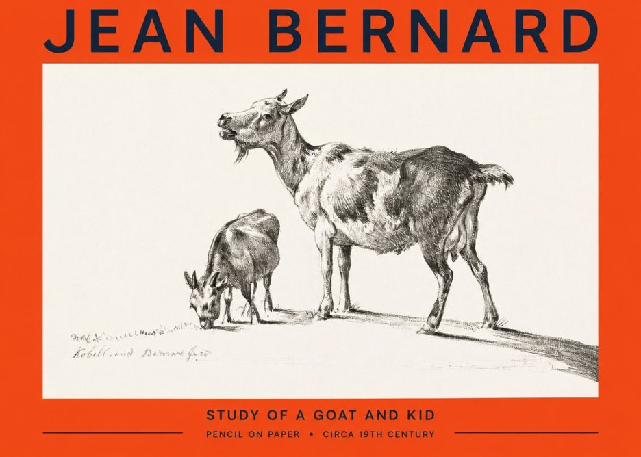 Jean Bernard Study of a Goat and Kid No2 - Affiche