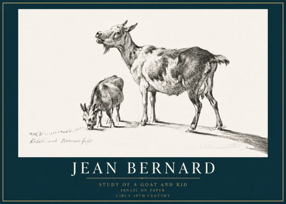 Jean Bernard Study of a Goat and Kid No3 - Affiche