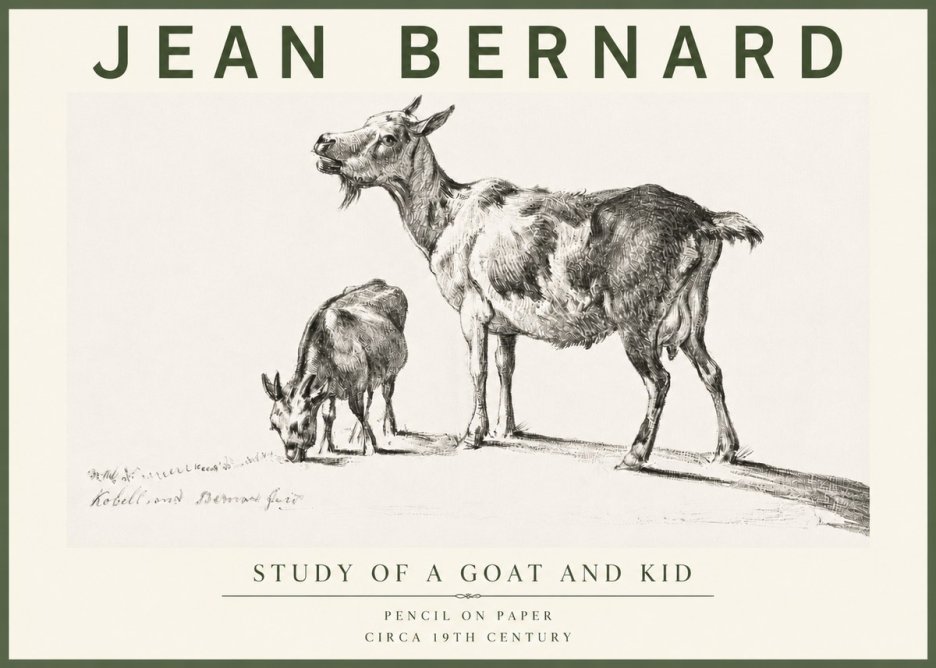 Jean Bernard Study of a Goat and Kid No4 - Affiche