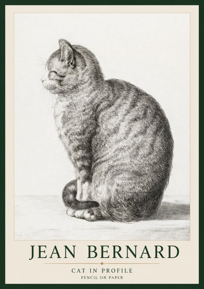 Jean Bernard Cat in Profile No1 - Affiche