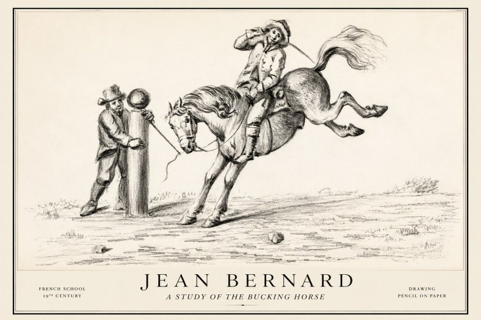 Jean Bernard A Study of the Bucking Horse No1 - Affiche