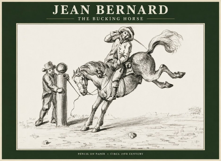 Jean Bernard A Study of the Bucking Horse No2 - Affiche
