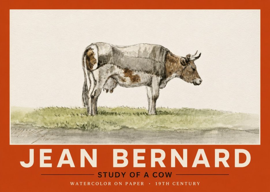 Jean Bernard Study of a Cow XIV No4 - Affiche