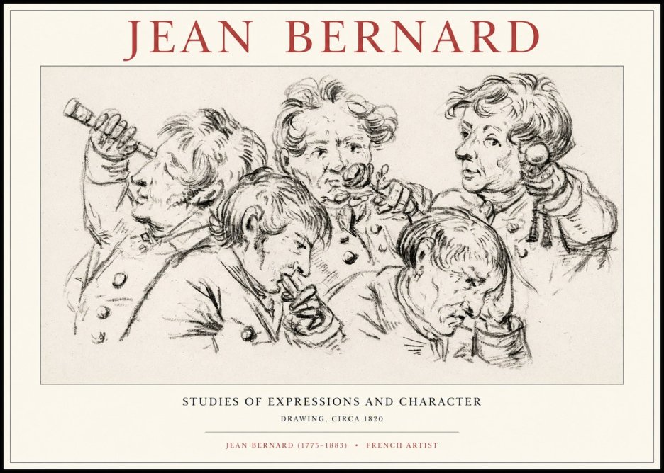 Jean Bernard Studies of Expressions and Character No1 - Affiche