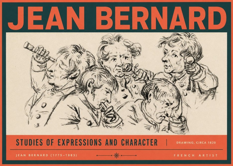 Jean Bernard Studies of Expressions and Character No2 - Affiche