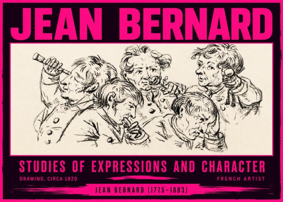 Jean Bernard Studies of Expressions and Character No4 - Affiche
