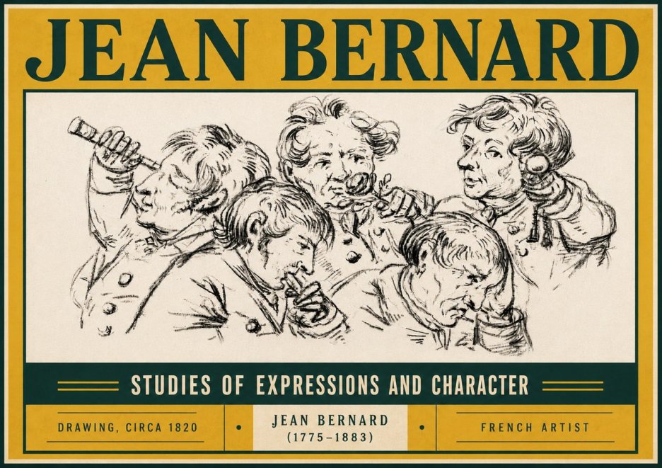 Jean Bernard Studies of Expressions and Character No5 - Affiche