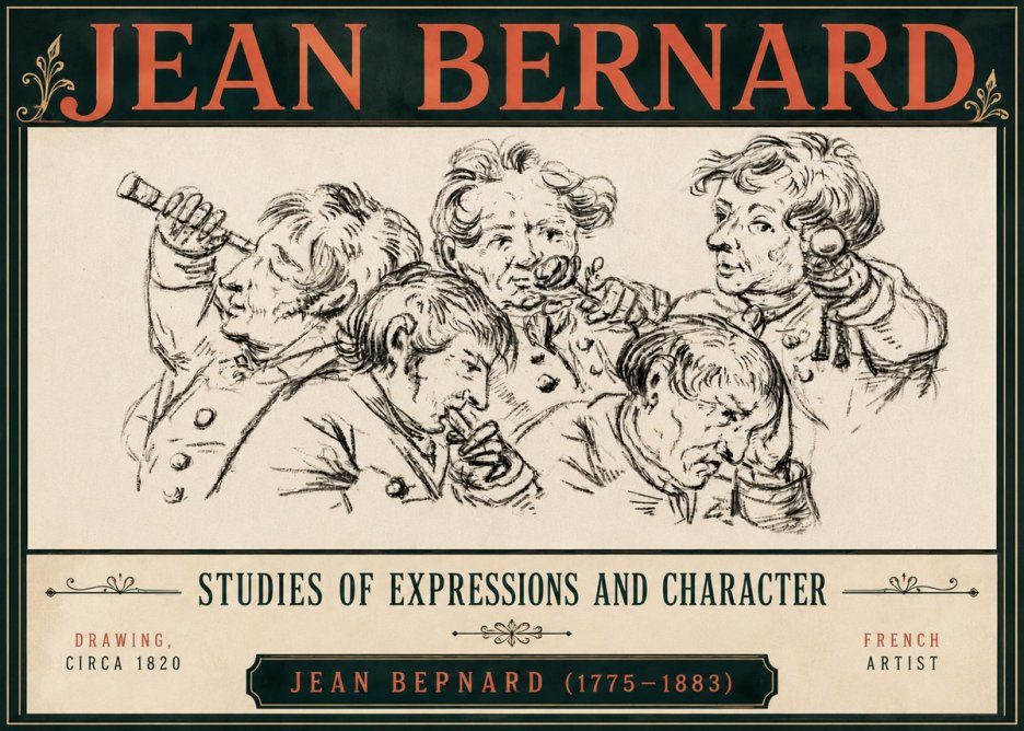 Jean Bernard Studies of Expressions and Character No6 - Affiche