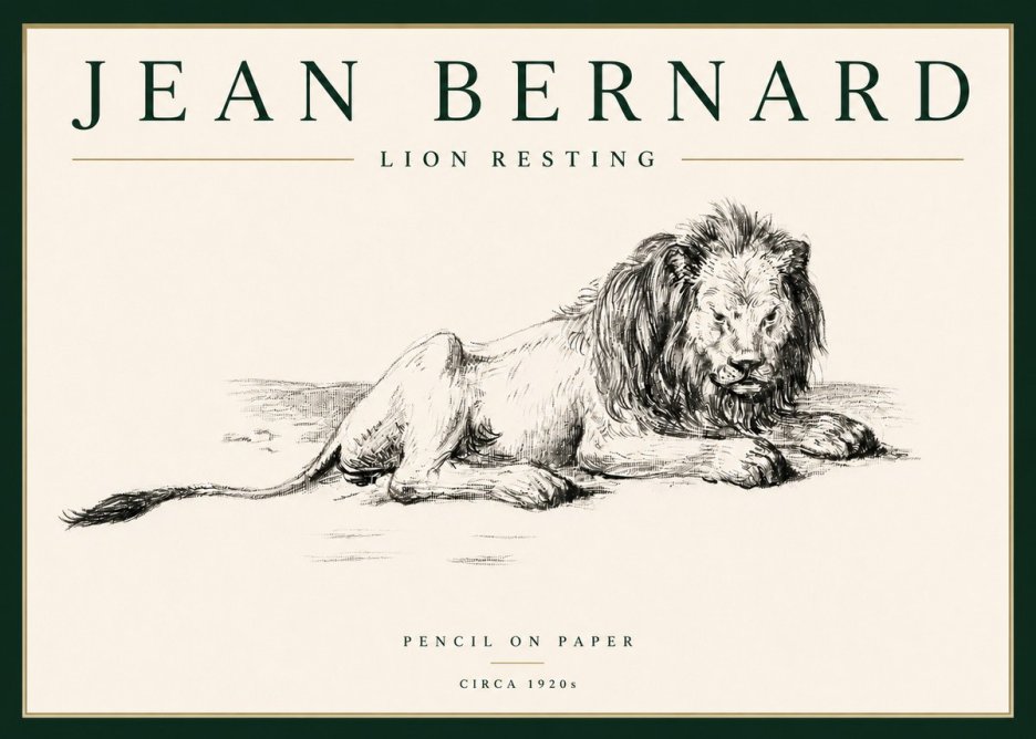 Jean Bernard Lion Resting No4 - Affiche