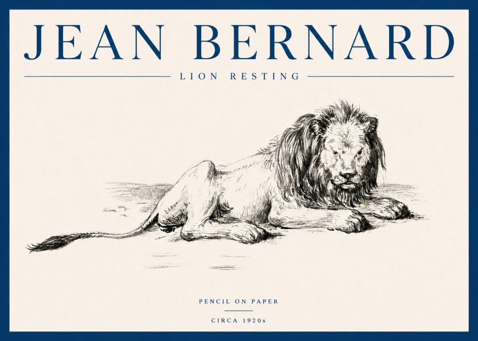 Jean Bernard Lion Resting No5 - Affiche