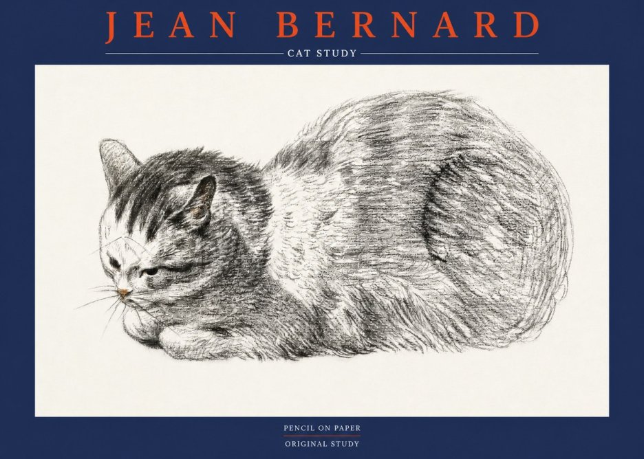 Jean Bernard Cat Study X No2 - Affiche