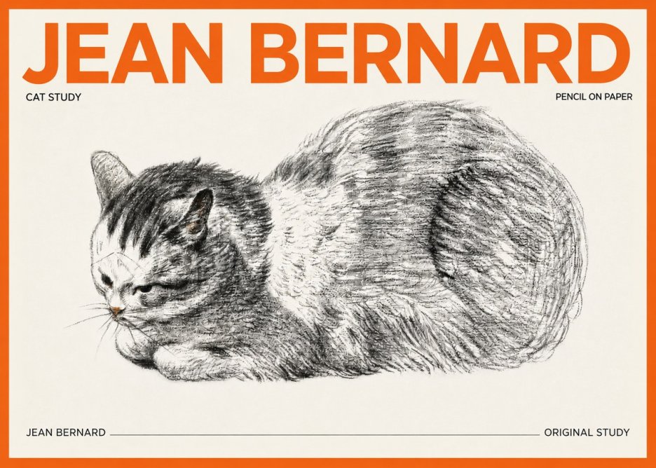 Jean Bernard Cat Study X No3 - Affiche