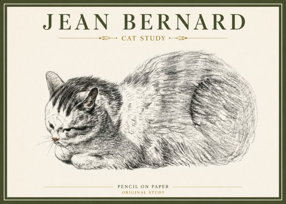 Jean Bernard Cat Study X No4 - Affiche