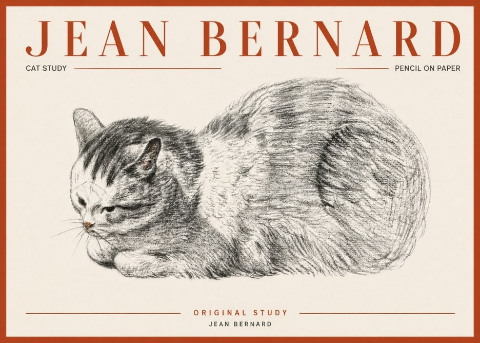 Jean Bernard Cat Study X No5 - Affiche