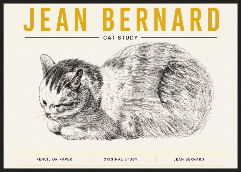 Jean Bernard Cat Study X No6 - Affiche