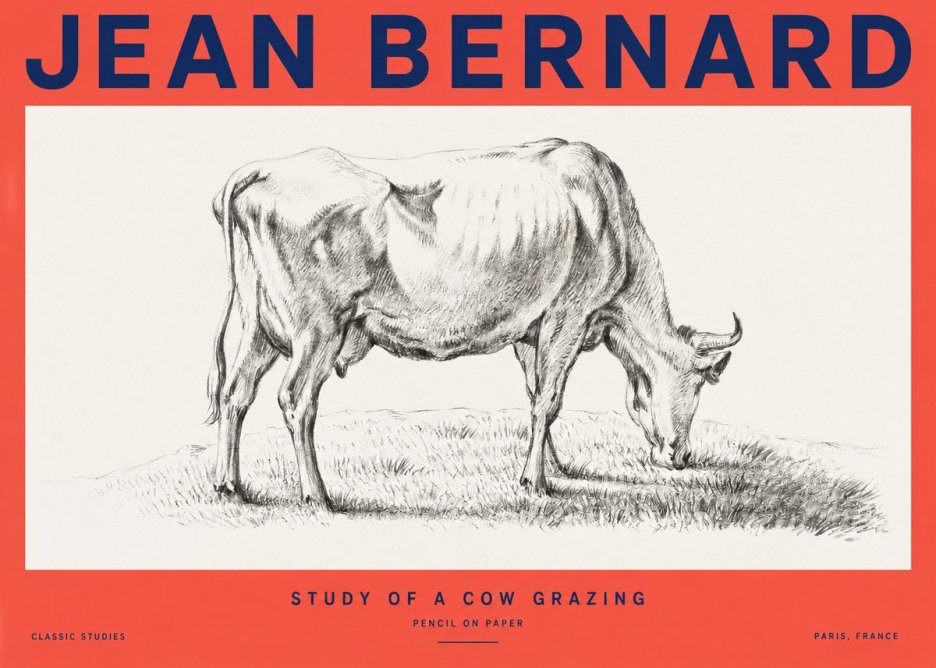 Jean Bernard Study of a Cow Grazing II No2 - Affiche