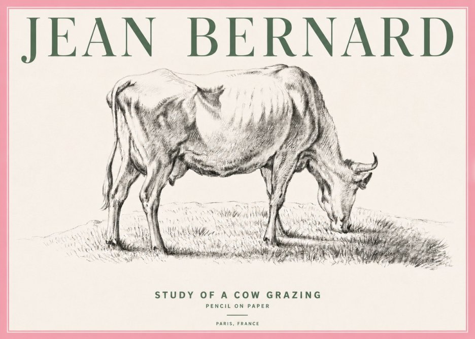 Jean Bernard Study of a Cow Grazing II No4 - Affiche