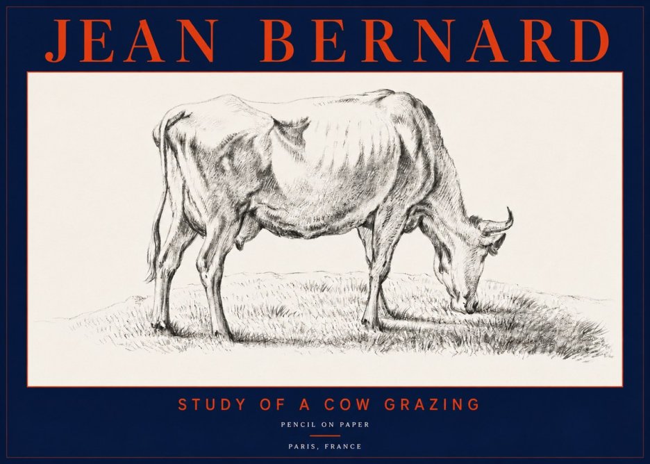 Jean Bernard Study of a Cow Grazing II No5 - Affiche