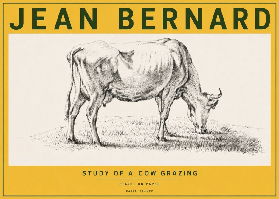 Jean Bernard Study of a Cow Grazing II No6 - Affiche