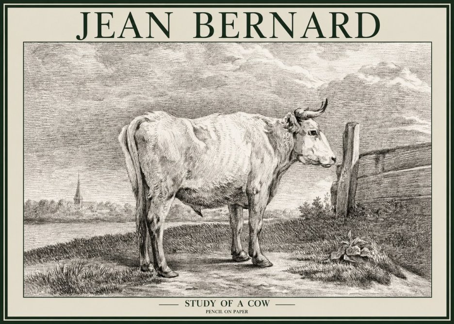 Jean Bernard Study of a Cow XV No2 - Affiche