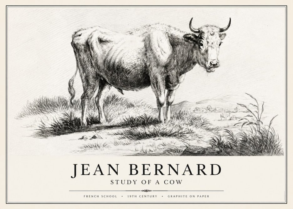 Jean Bernard Study of a Cow XVI No4 - Affiche