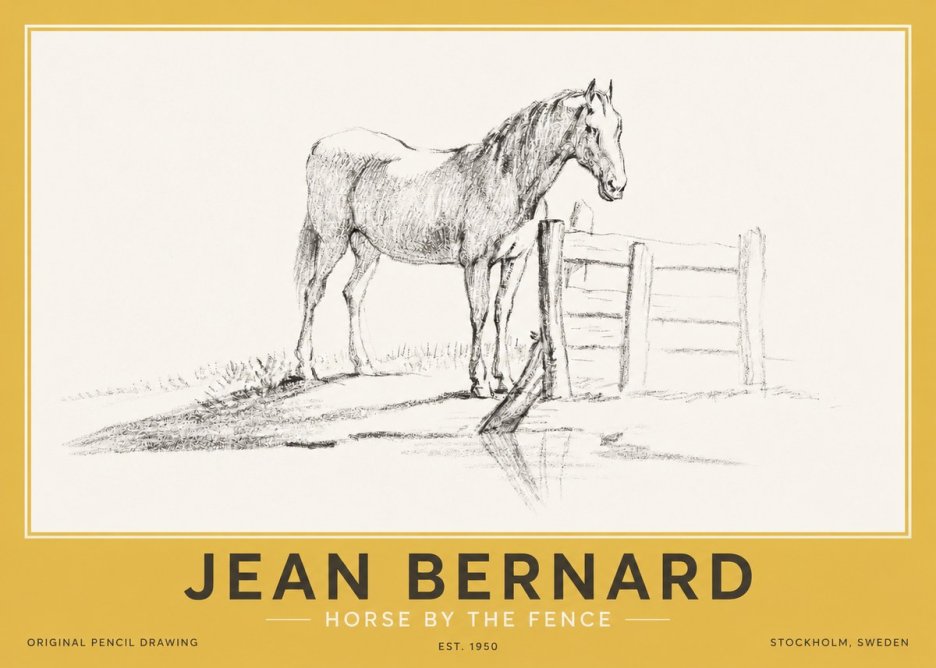 Jean Bernard Horse by the Fence No2 - Affiche