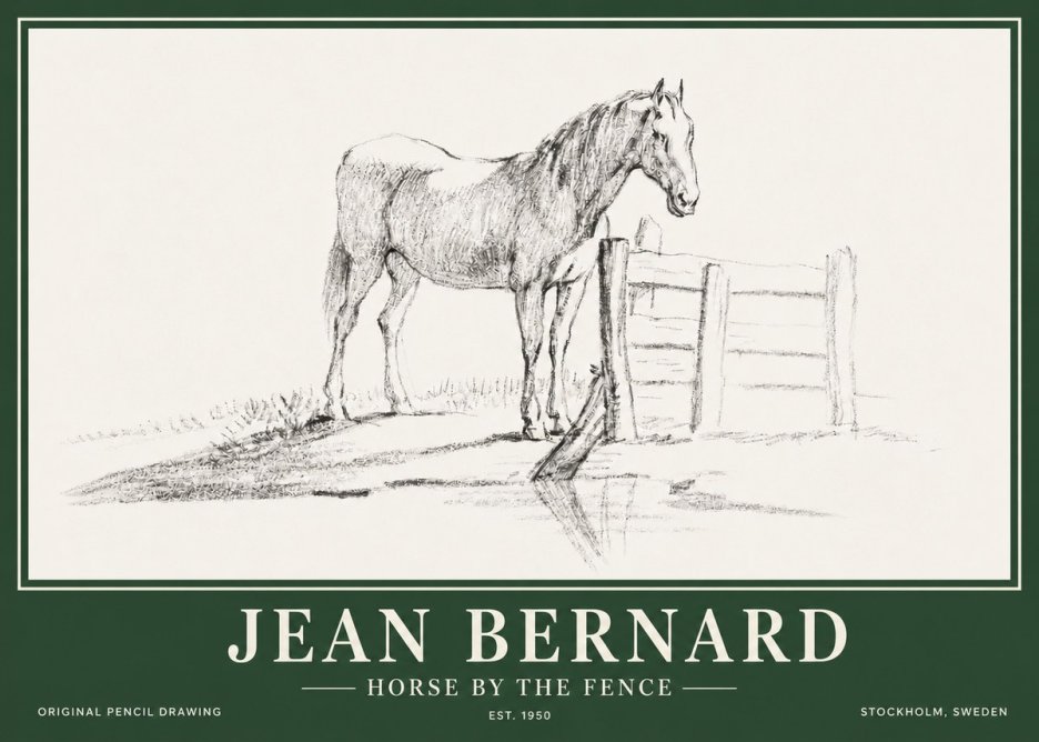 Jean Bernard Horse by the Fence No3 - Affiche