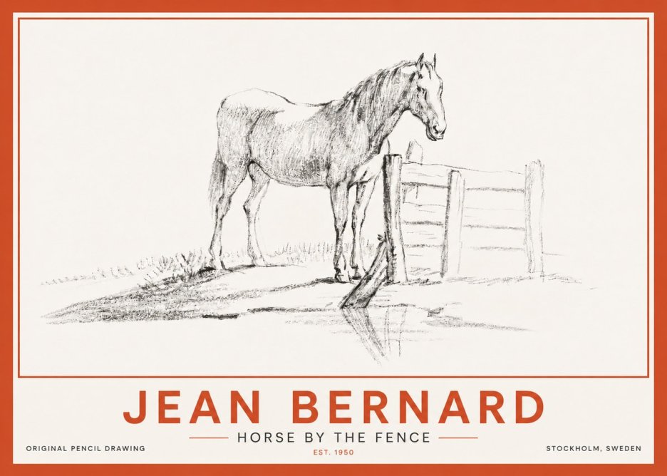 Jean Bernard Horse by the Fence No4 - Affiche