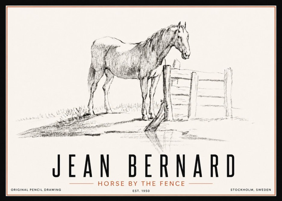 Jean Bernard Horse by the Fence No5 - Affiche