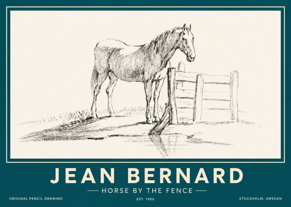 Jean Bernard Horse by the Fence No6 - Affiche