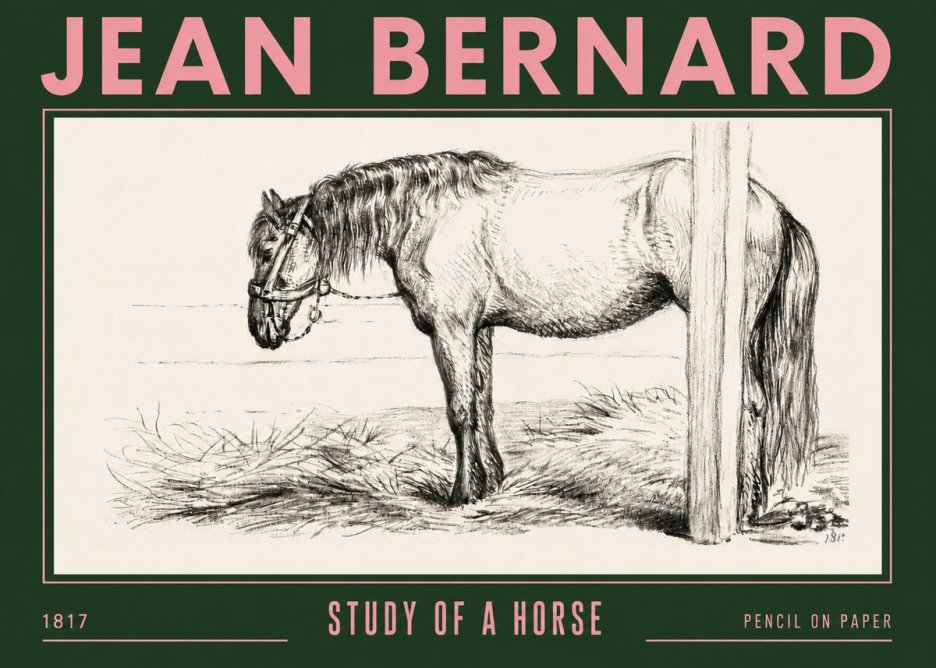 Jean Bernard Study of a Horse XII No4 - Affiche