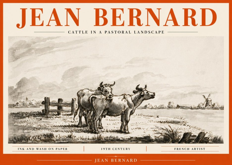 Jean Bernard Cattle in a Pastoral Landscape No6 - Affiche
