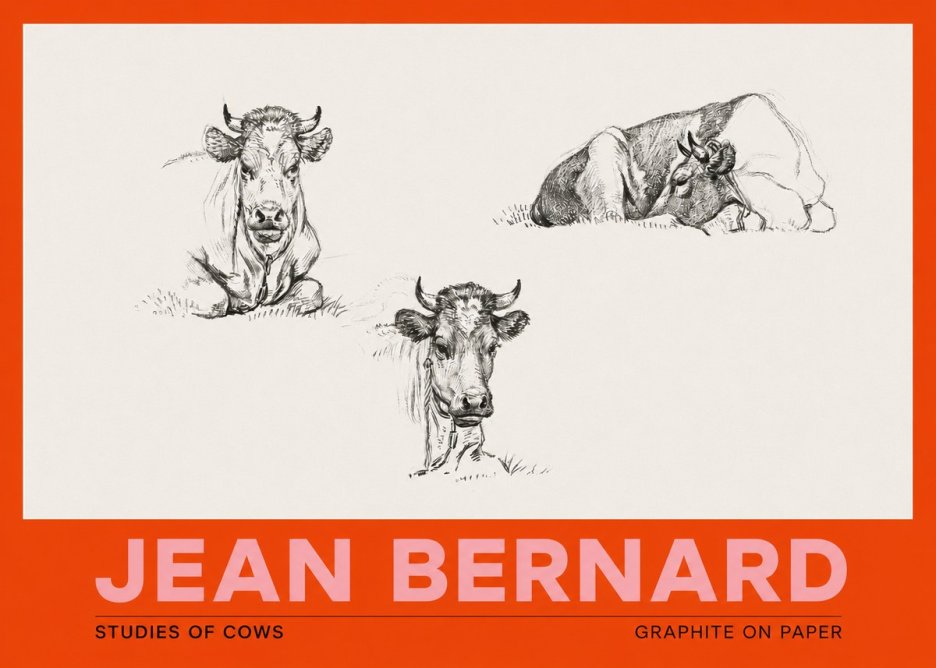Jean Bernard Studies of Cows II No3 - Affiche