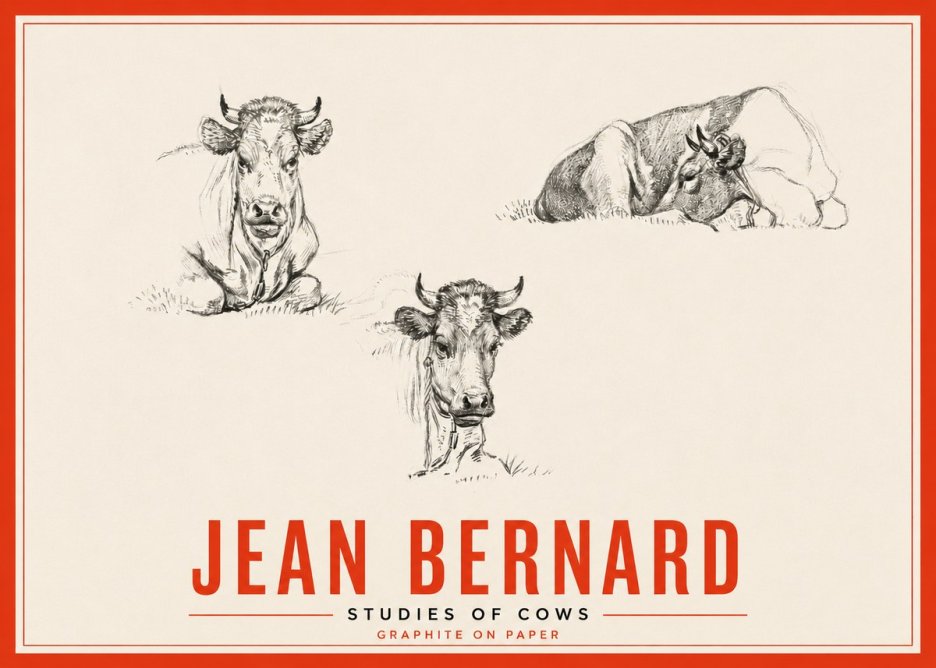 Jean Bernard Studies of Cows II No5 - Affiche