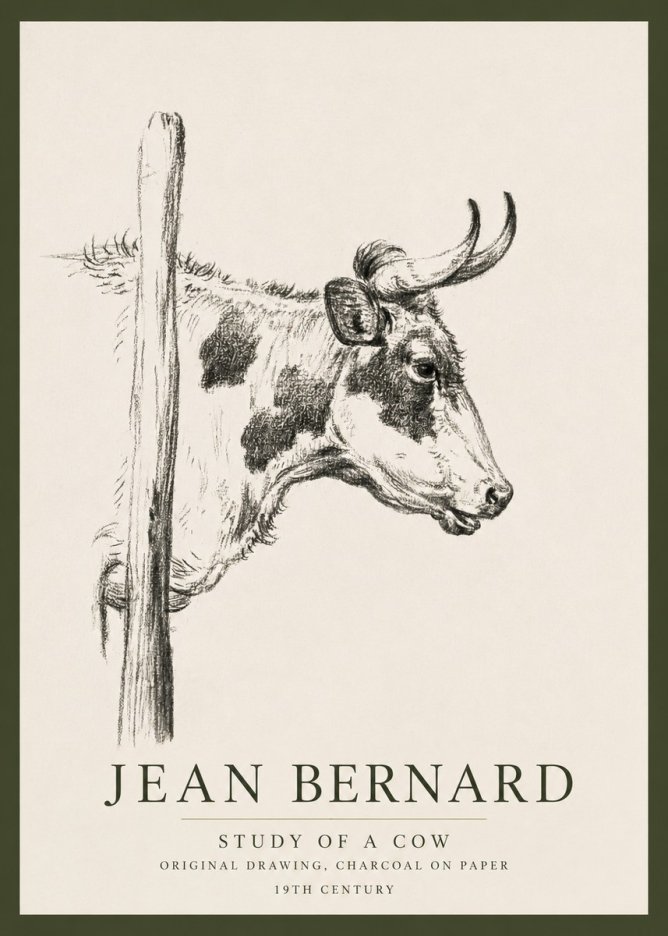 Jean Bernard Study of a Cow XVII No3 - Affiche