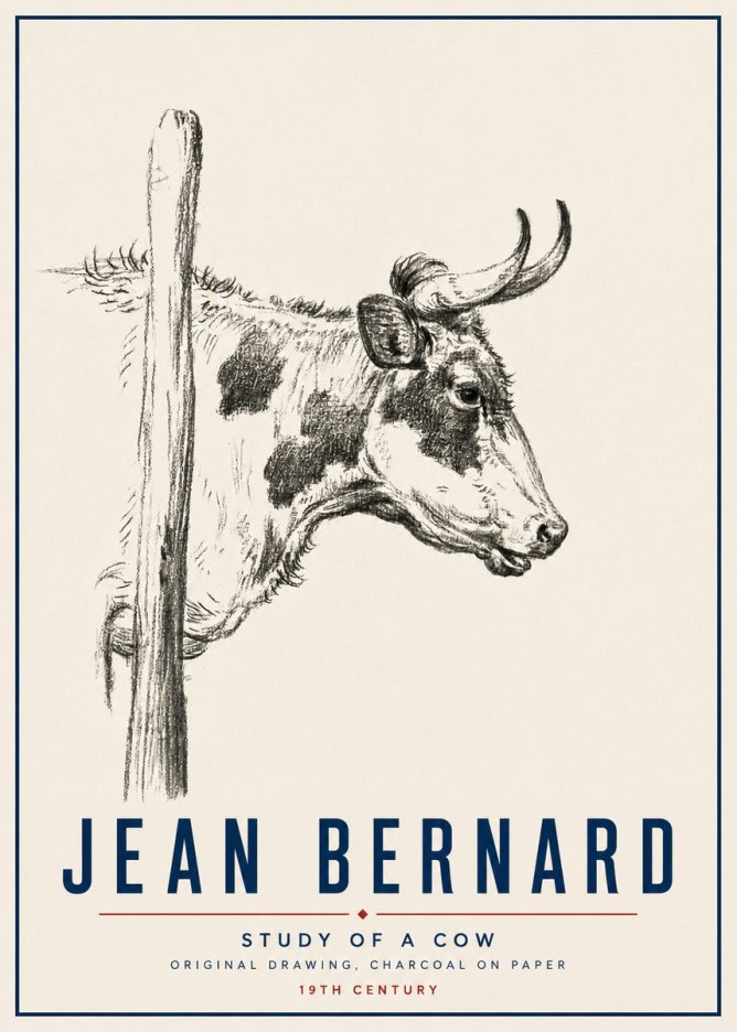 Jean Bernard Study of a Cow XVII No5 - Affiche