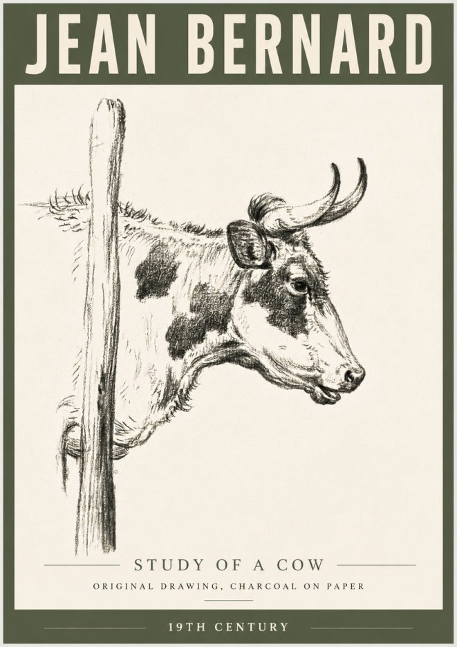 Jean Bernard Study of a Cow XVII No6 - Affiche