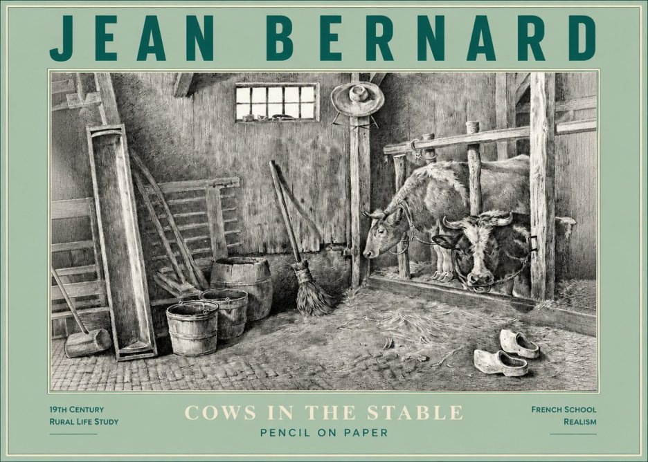 Jean Bernard Cows in the Stable No3 - Affiche