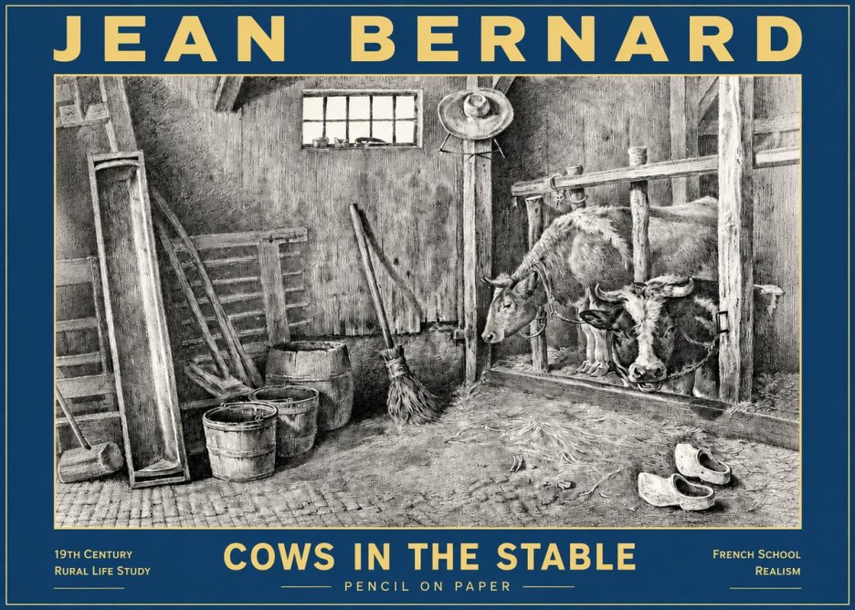 Jean Bernard Cows in the Stable No6 - Affiche