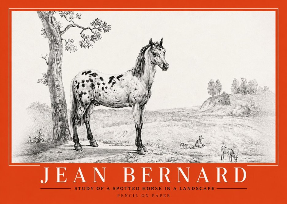 Jean Bernard Study of a Spotted Horse in a Landscape No2 - Affiche