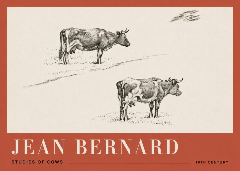 Jean Bernard Studies of Cows III No2 - Affiche