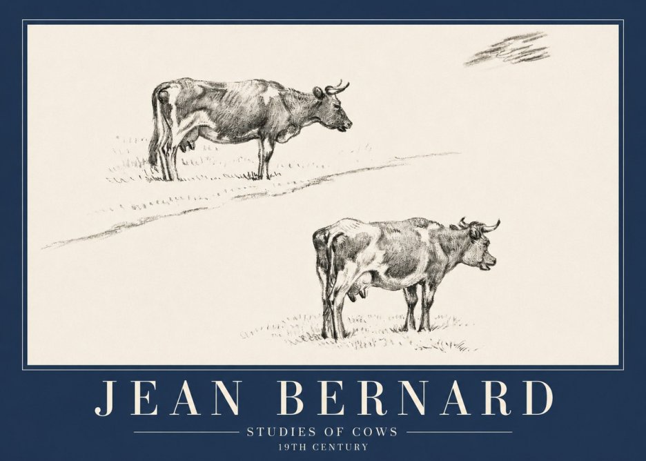 Jean Bernard Studies of Cows III No3 - Affiche
